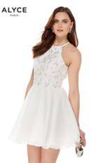 Alyce Paris - 4050 Beaded Lace With Cut Out Back Skater Dress