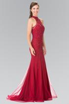Elizabeth K - Sequined Halter Long Dress Gl2263