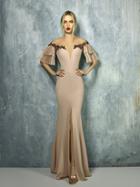 Beside Couture By Gemy - Bc1297 Off Shoulder Dress With Sleeves