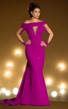 Mnm Couture - 2176 Embellished Off Shoulder Trumpet Dress