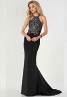 Tiffany Homecoming - 46121 Appliqued Fitted Halter Evening Dress