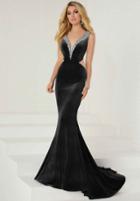 Tiffany Homecoming - 16268 Plunging V-neck Illusion Cutout Velvet Gown