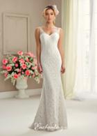 Enchanting By Mon Cheri - 217102 Lace V-neck Sheath Wedding Gown