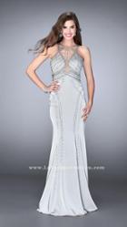 Gigi - Gorgeous Beaded Sheer Illusion Neck Jersey Dress 24557