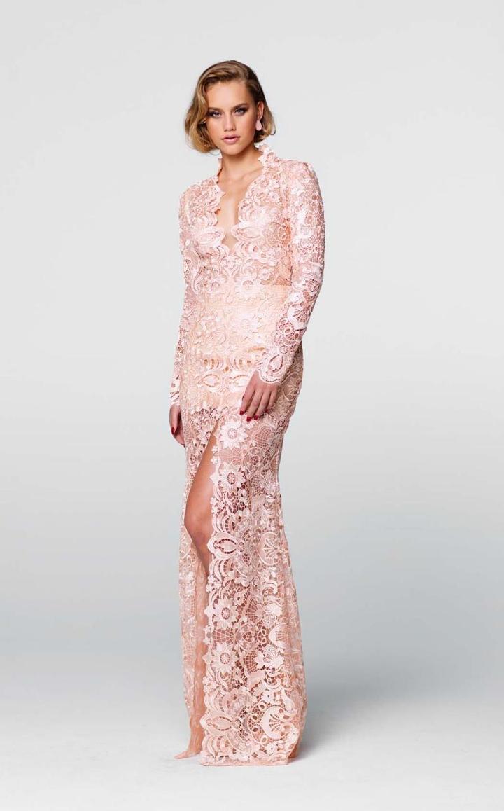 Tarik Ediz - Lace V-neck Sheath Dress 50058