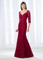 Cameron Blake - 118677 Quarter Sleeve Beaded Lace Trumpet Gown