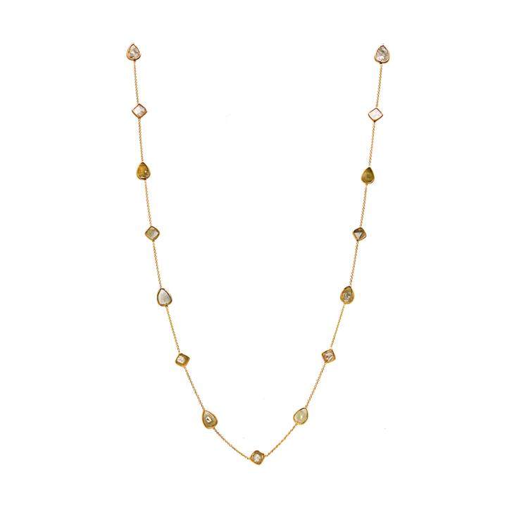Tresor Collection - Organic Diamond Slices Necklace In 18k Yellow Gold