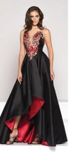 Colors Dress - 1811 Sheer And Floral Ornate High Low Gown