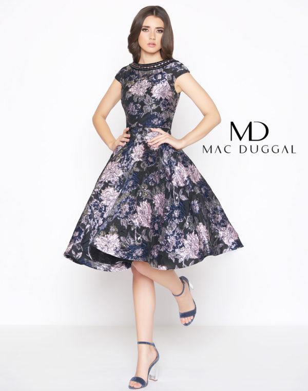 Mac Duggal - 66750d Floral Detailed Bateau A-line Dress