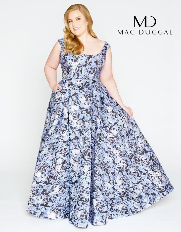 Mac Duggal - 77475f Floral Printed Square Neck Ballgown