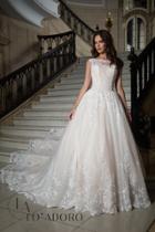 Rachel Allan Bridal - Sheer Appliqued Cap Sleeves Bridal Gown M626