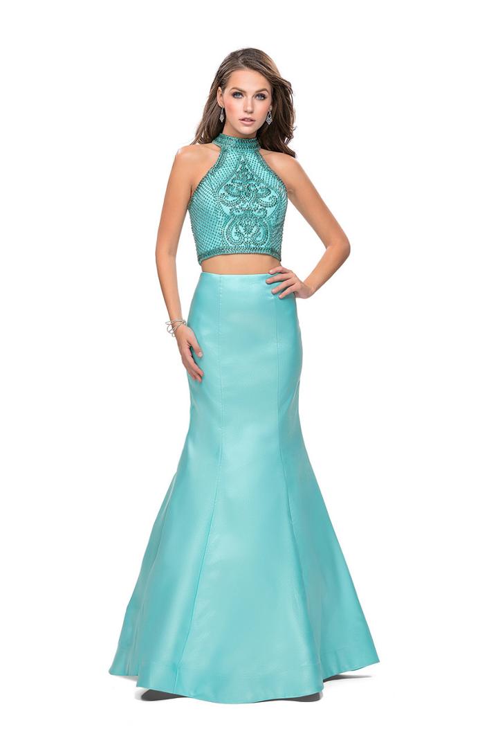 La Femme - 26255 Beaded High Neck Two-piece Mermaid Gown