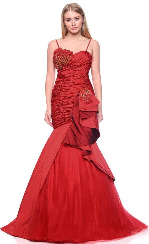 Mnm Couture - Jd006 Bedazzled Ruched Mermaid Dress