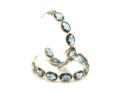 Tresor Collection - 18k Yellow Gold Medium Gemstone Hoop Earrings In London Blue Topaz