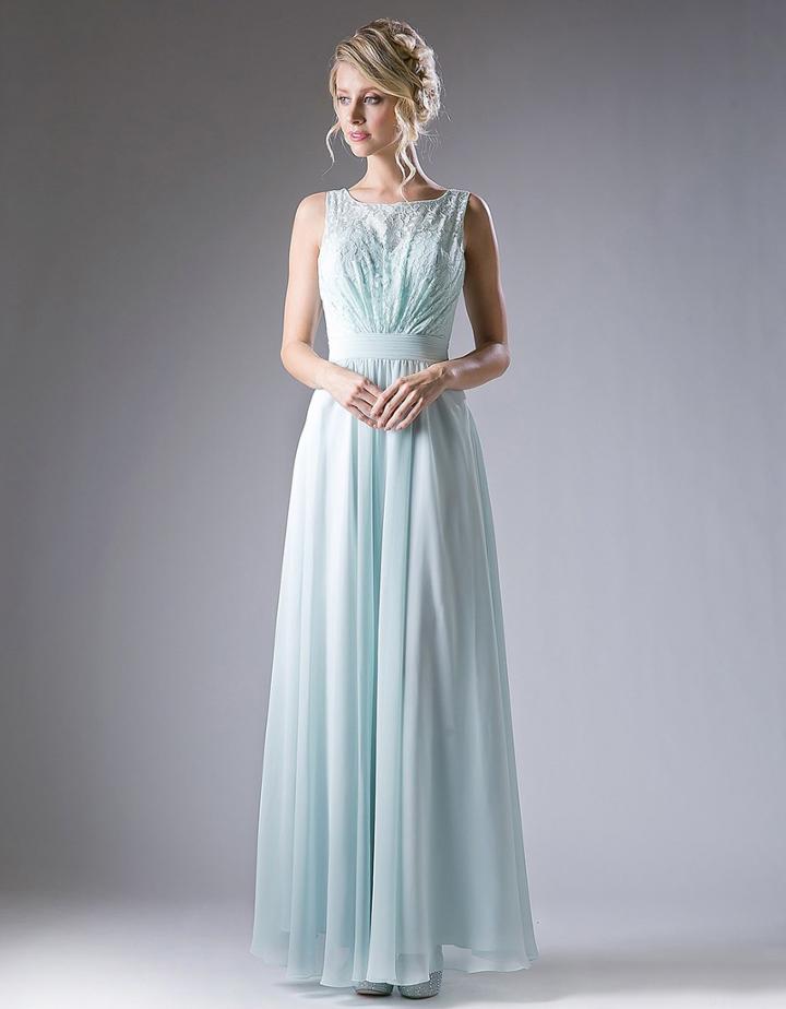 Cinderella Divine - Lace Embellished Bateau Neck A-line Dress