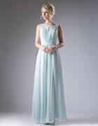 Cinderella Divine - Lace Embellished Bateau Neck A-line Dress