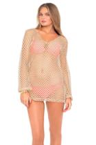 Luli Fama - Starfish Wishes Gold Net Plunge Dress In Gold (l475841)