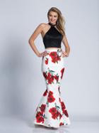 Dave & Johnny - 3496 Two Piece Fitted High Halter Gown