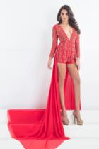 Rachel Allan Prima Donna - 5992 Lace Romper With Sheer Overskirt