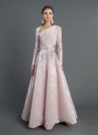 Mnm Couture - M1804 Sequined Lace Long Sleeve A-line Dress