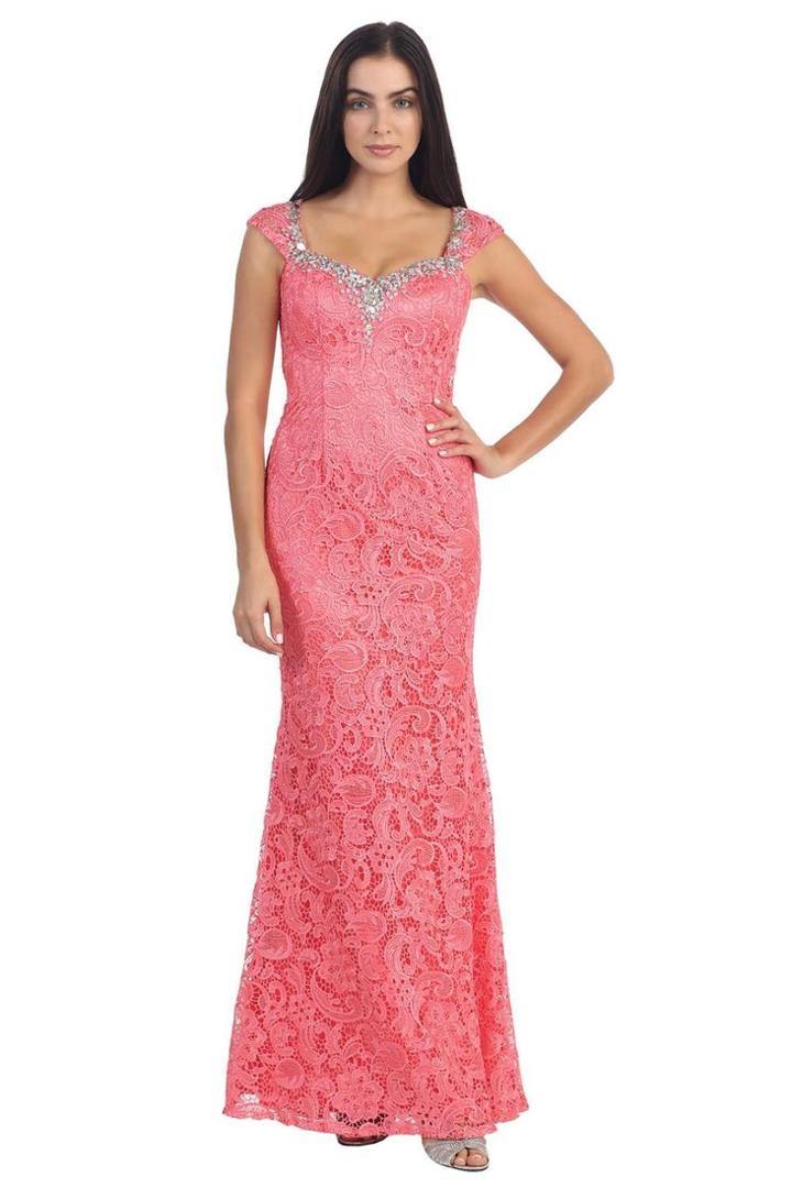 Adorned Lace Sweetheart Sheath Dress