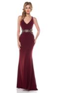 Colors Dress - 1599 Sleeveless V Neck Long Dress With Beaded Waist