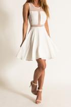 Donna Mizani - Paneled Flounce Dress In White