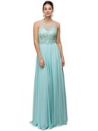 Dancing Queen - Beaded Jewel Illusion Chiffon Prom Dress 9474