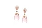 Tresor Collection - 18k Yellow Gold, Rose Quartz And Diamond Earrings With Pave Top