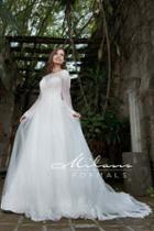 Milano Formals - Aa9332 Embellished Long Sleeve Wedding Ballgown