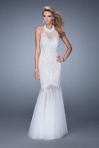 Gigi - 21363 Beaded Illusion Halter Mermaid Dress