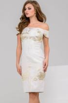 Jovani - 50993 Gold Patched Off Shoulder Cocktail Dress