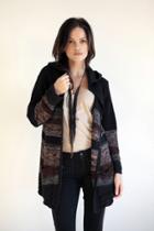 Goddis - Sloane Hooded Fringe Knit Jacket In Blackberry Wine