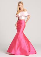 Ellie Wilde - Ew118162 Two-toned Off Shoulder Flounce Mermaid Gown