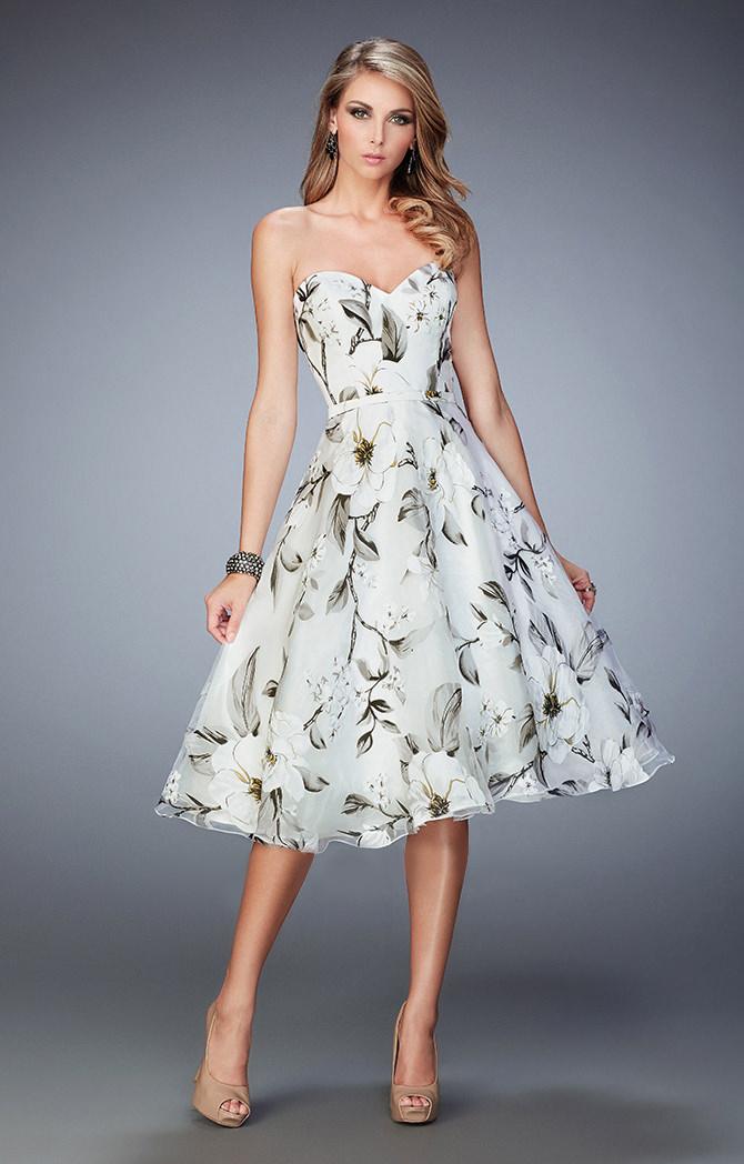 La Femme - 22533 Strapless Floral Print Cocktail Dress