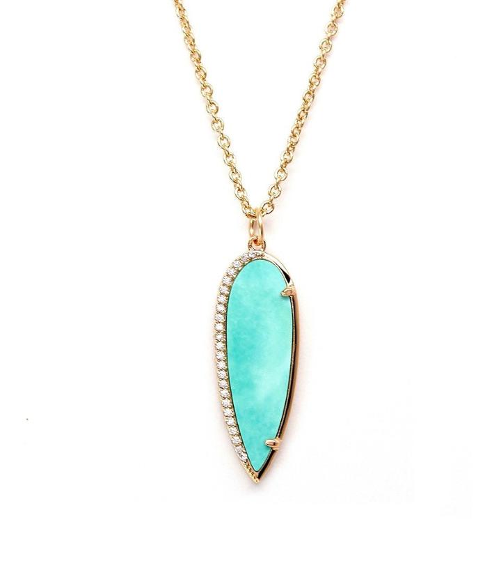 Rachael Ryen - Pave Drop Pendant Turquoise
