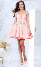 Tarik Ediz - Floral Accented A-line Dress 50067
