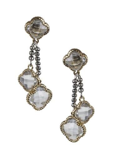 Cz By Kenneth Jay Lane - Double Drop Clover Earrings