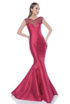Terani Evening - 1611m0623a Beaded V Neck Cap Sleeves Trumpet Gown