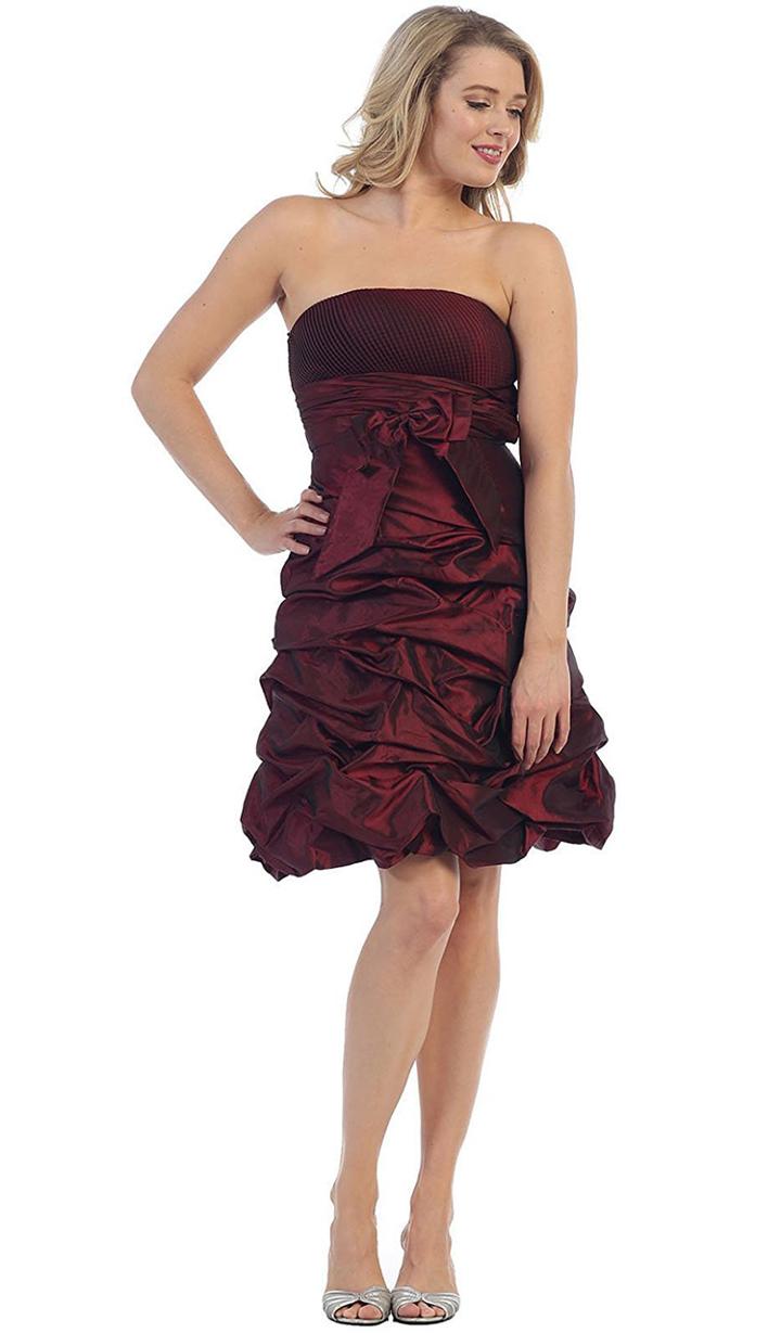 May Queen - Mq505 Strapless Straight-across Ruffle Dress