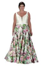 Sydney's Closet - V-neck Mikado A-line Dress Sc7224