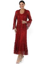Soulmates - C1068 Beaded Silk Lace Collar Jacket With Godet Dress Set