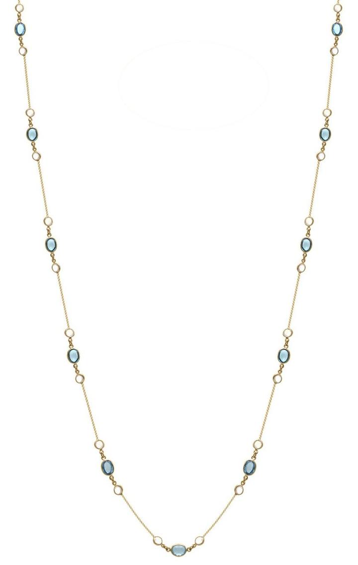 Tresor Collection - Rainbow Moonstone & Blue Topaz Necklace In 18k Yellow Gold