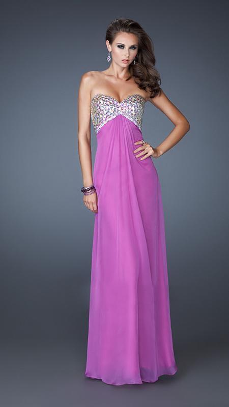 La Femme - 18695 Beaded Chiffon A-line Dress