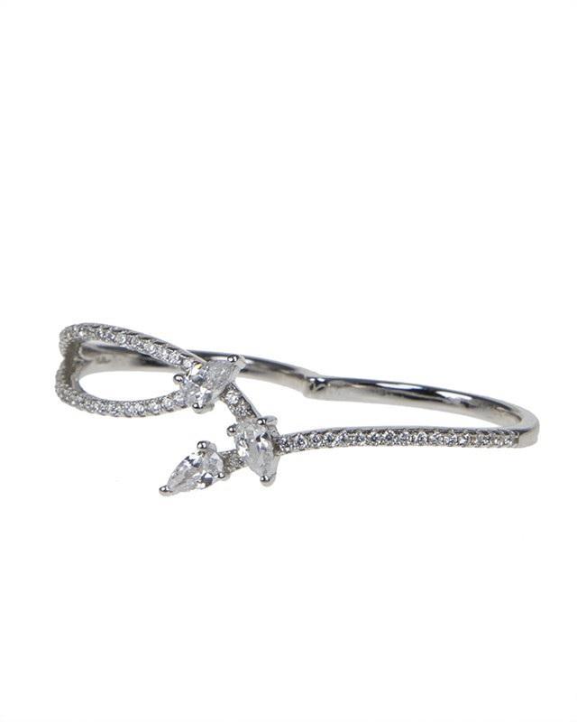 Cz By Kenneth Jay Lane - Pave Double Finger Ring