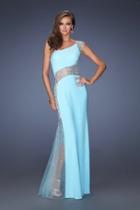 Gigi - 19867 One Shoulder Strap Sheer Embellished Gown