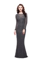 Primavera Couture - 1996 Long Sleeve Sheer Beaded Sheath Gown