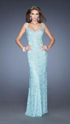 La Femme - Magnificently Embellished Lace Sweetheart Sheath Gown 20121
