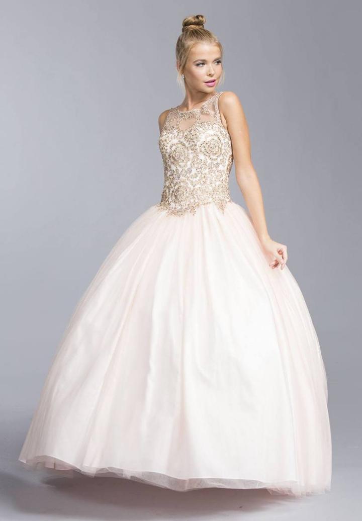 Aspeed - L1910 Embellished Illusion Bateau Evening Ballgown