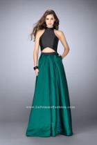 La Femme - Halter Style Two Toned Mikado Prom Dress 24135